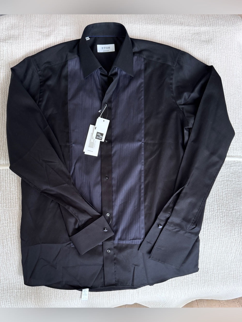 Eton Black Men’s Satin-Panel Dress Shirt